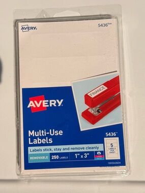 Avery Multi-Use Labels - White with Blue Packaging and Red Accent